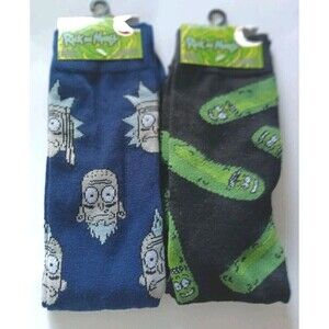 Rick and Morty Socks Lot Of 2 Novelty Cartoon Adult Swim Mid Calf  New